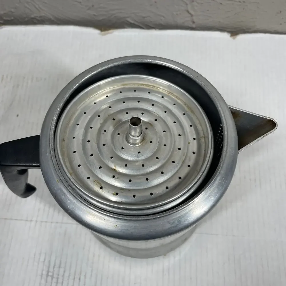 Vintage‎ Mirro Aluminum M-0814 Campfire Stove Top Percolator Coffee Pot